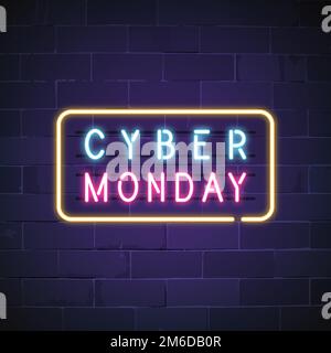 Vettore del segnale al neon del Cyber Monday Illustrazione Vettoriale