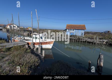 Francia, ÃŽle d'OlÃ, meta turistica popolare, cambia capannoni per i nuotatori. Foto Stock