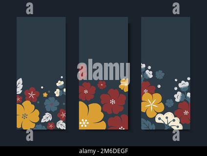 Vettore modello di scheda rettangolare con bordo dei fiori Illustrazione Vettoriale