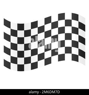 Flag fine. Simbolo del campionato. Bandiera da corsa. Bandiera bianca e nera. Design piatto. EPS 10. Foto Stock