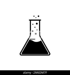 Icona vettoriale per vetro chimico con bolle vetro medicinale piatto EPS10 Foto Stock