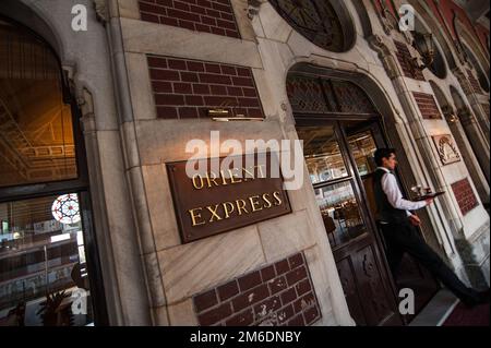 L'Orient Express Ristorante Sirkeci Gar, stazione ferroviaria, Istanbul, Turchia Foto Stock