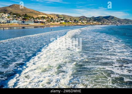 Cayucos state Beach si trova proprio sul lungomare della città di Cayucos, Costa Centrale della California Foto Stock