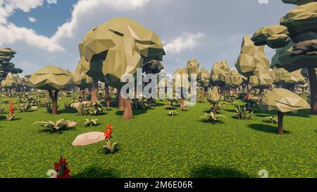 Risorse grafiche per obiettivi di sviluppo sostenibile, biodiversità, economia in crescita ed ecologia. Resa 3D e poli basso Foto Stock