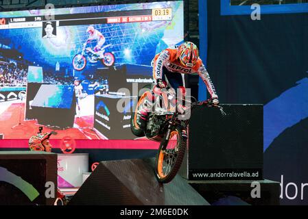 ANDORRA LA VELLA, ANDORRA : 2019 27 APRILE : T. FUJINAMI (GIAPPONE) PARTECIPA AL WORL X-TRIAL FIM Foto Stock