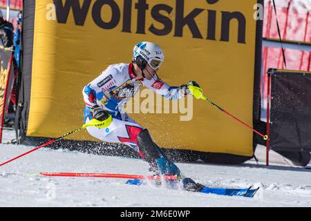 MIKAELA SHIFFRIN USA partecipa alla GARA di Slalom di menÂ del FIS Alpine Ski Worl Foto Stock