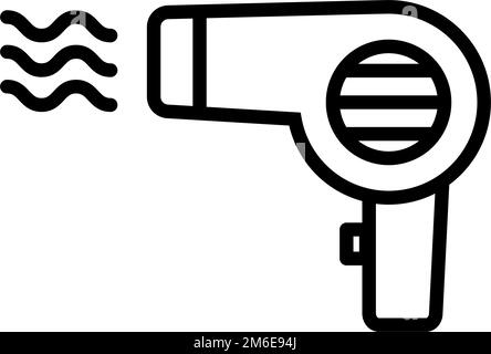 Icona asciugacapelli. Soffia di vento da un asciugacapelli. Essiccatore ad aria compressa. Vettore modificabile. Illustrazione Vettoriale