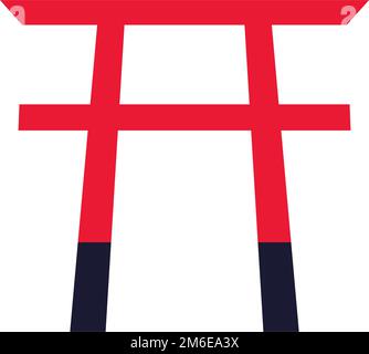 Torii icona del santuario. Torii porta del Giappone. Vettore modificabile. Illustrazione Vettoriale