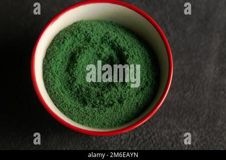 Cumulo di clorella verde o di alghe spirulina Foto Stock
