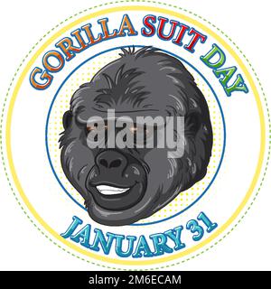 Illustrazione del design della bandiera nazionale Gorilla Suit Day Illustrazione Vettoriale