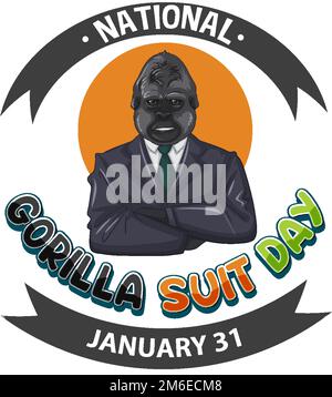 Illustrazione del design della bandiera nazionale Gorilla Suit Day Illustrazione Vettoriale