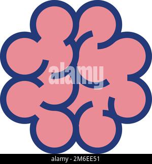 Icona cervello. Simbolo neurologico. Segno di colore intellect Illustrazione Vettoriale