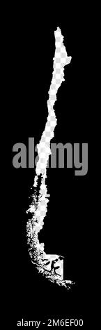 Mappa stencil del Cile. Mappa semplice e minima trasparente del Cile. Rettangolo nero con forma tagliata del paese. Elegante illustrazione vettoriale. Illustrazione Vettoriale