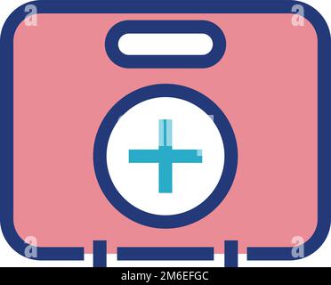 Icona del kit di pronto soccorso. Borsa medica a colori Illustrazione Vettoriale