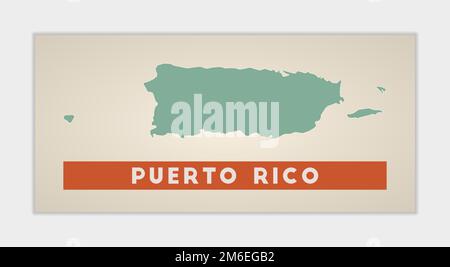 Poster di Porto Rico. Mappa del paese con regioni colorate. Forma di Porto Rico con nome del paese. Illustrazione vettoriale brillante. Illustrazione Vettoriale
