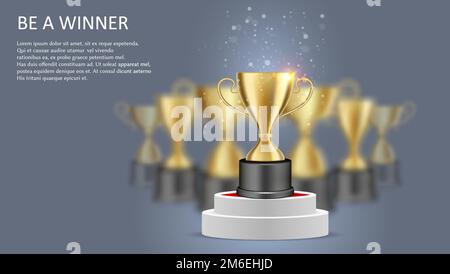 Sia un modello di Web banner del manifesto del vincitore, illustrazione vettoriale Illustrazione Vettoriale