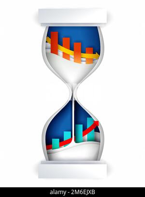 Illustrazione vettoriale del concetto di investimento di tempo nello stile di arte della carta Illustrazione Vettoriale