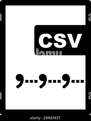 Icona file CSV. File di importazione ed esportazione dati. Vettore modificabile. Illustrazione Vettoriale