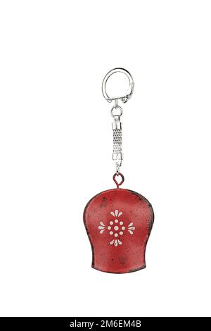 Portachiavi di varie forme, figure su sfondo bianco. Regalo per Natale, Pasqua, San Valentino, Vacanza Foto Stock