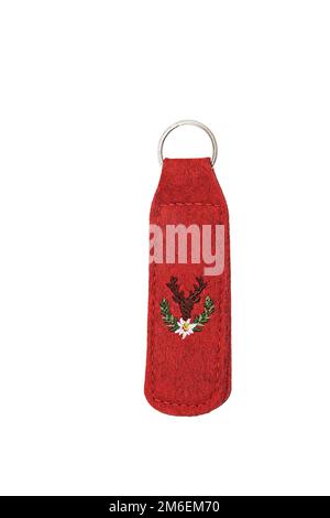 Portachiavi di varie forme, figure su sfondo bianco. Regalo per Natale, Pasqua, San Valentino, Vacanza Foto Stock