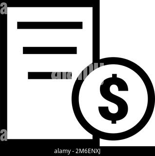 Nota e icona della moneta del dollaro. Vettore modificabile. Illustrazione Vettoriale