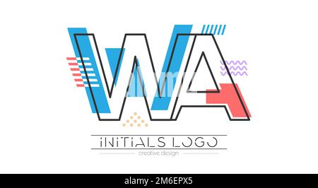 Lettere W e A. fusione di due lettere. Iniziali logo o simbolo di abbreviazione. Illustrazione vettoriale per il design creativo e le idee creative. Stile piatto. Illustrazione Vettoriale