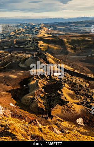 Lakagigar al tramonto, Islanda Foto Stock