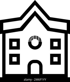 Icona della scuola semplice. Edificio scolastico. Vettore modificabile. Illustrazione Vettoriale