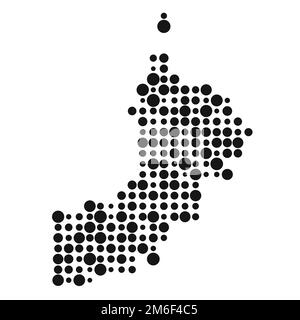 Oman Map Silhouette pixelated generative pattern Illustration Illustrazione Vettoriale