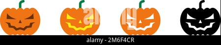 Set di icone di zucca di Halloween. Design di Halloween. Vettore modificabile. Illustrazione Vettoriale
