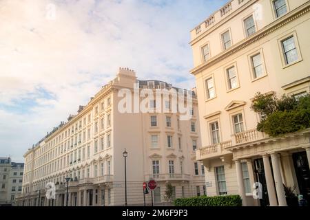 Londra- Proprietà georgiane di lusso nell'area di Belgravia di Westminster. Foto Stock