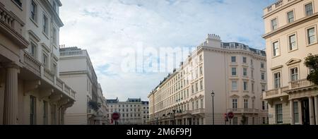 Londra- Proprietà georgiane di lusso nell'area di Belgravia di Westminster. Foto Stock