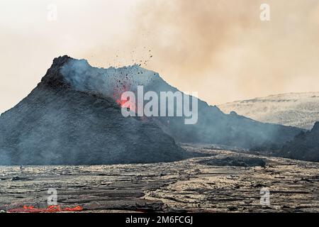 Eruzione vulcanica di Fagradalfjall, Islanda Foto Stock