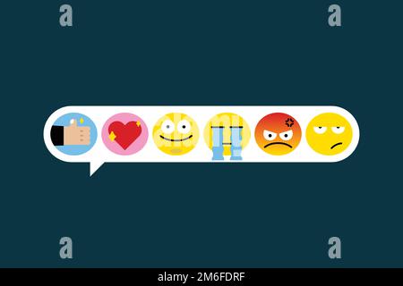 Vettore di raccolta delle espressioni facciali emoticon Illustrazione Vettoriale