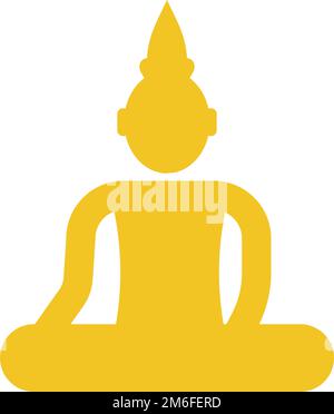 Icona della statua del Buddha d'oro. Vettore modificabile. Illustrazione Vettoriale