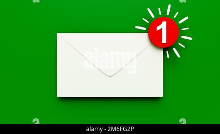 Icona della busta del segno di posta con il numero uno Foto Stock