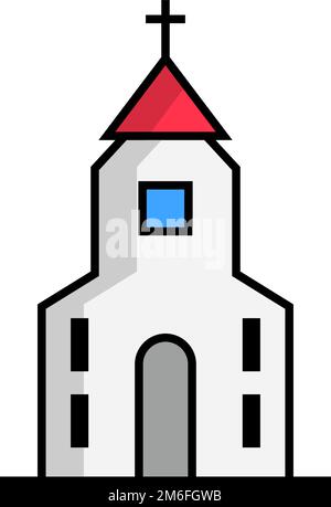 Icona della Chiesa cristiana moderna. Santo edificio. Vettore modificabile. Illustrazione Vettoriale