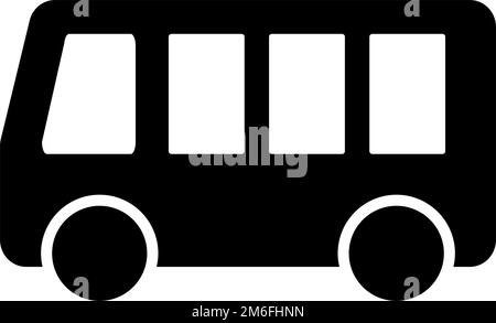 Icona di silhouette di autobus di medie dimensioni. Bus scuola. Vettore modificabile. Illustrazione Vettoriale