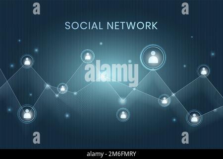 Blu icone di tecnologia di social network vettore di sfondo Illustrazione Vettoriale