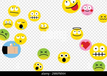 Vettore di raccolta delle espressioni facciali emoticon Illustrazione Vettoriale