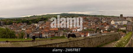 Whitby - 23 2022 maggio: Città medievale di Whitby, Inghilterra. Foto Stock