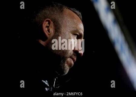 Cambridge United Manager Shaun Derry - Cambridge United contro Leeds United, terza tornata della fa Cup, The Cambs Glass Stadium, Cambridge - 9th gennaio 2017. Foto Stock