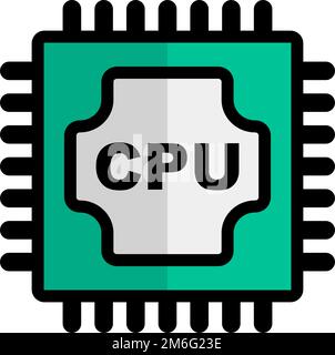 Icona della CPU moderna. chip cpu. Componente elettronico. Vettore modificabile. Illustrazione Vettoriale