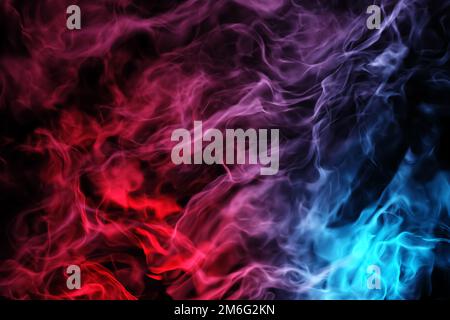 Multicolore rosso porpora blu fumo nebbia. Rappresentazione astratta della nebulosa 3D Foto Stock