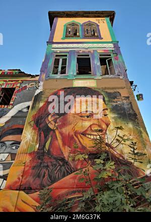 Graffiti Chiesa di Olhao, Algarve - Portogallo Foto Stock