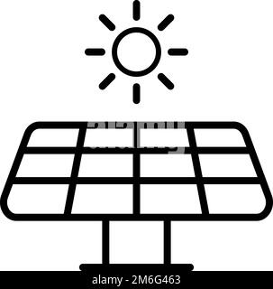 Icona di silhouette solare fotovoltaica. Energia solare. Pannello solare e solare. Vettore modificabile. Illustrazione Vettoriale