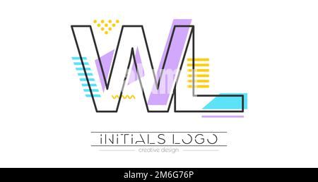Lettere W e L. unite di due lettere. Sigle logo o abbreviazione. Illustrazione vettoriale per design creativo e idee creative Illustrazione Vettoriale