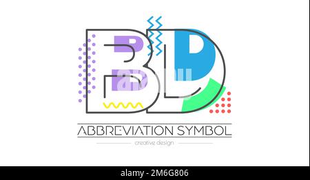 Lettere B e D. fusione di due lettere. Iniziali logo o simbolo di abbreviazione. Illustrazione vettoriale per il design creativo e le idee creative. Stile piatto. Illustrazione Vettoriale
