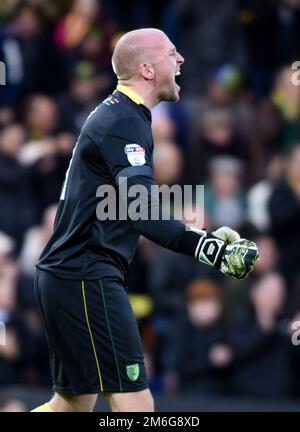 Portiere di Norwich City John Ruddy - Norwich City / Brentford, Sky Bet Championship, Carrow Road, Norwich - 3rd dicembre 2016. Foto Stock
