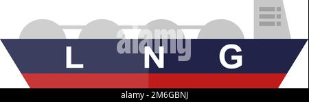 Petroliera GNL. Supporto GNL. Vettore di gas naturale liquefatto. Vettore modificabile. Illustrazione Vettoriale